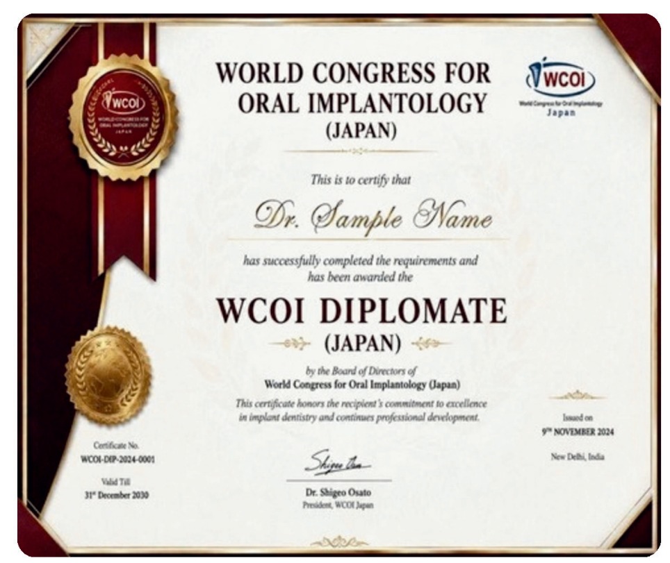 WCOI Japan Diplomate Certificate